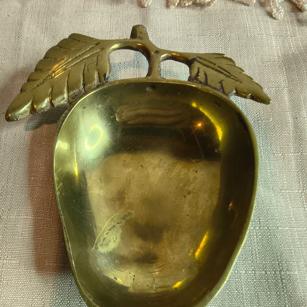Vintage Brass Apple Trinket Dish